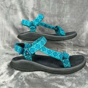 JSport by Jambu Teal Geometric Strap Sport Sandals